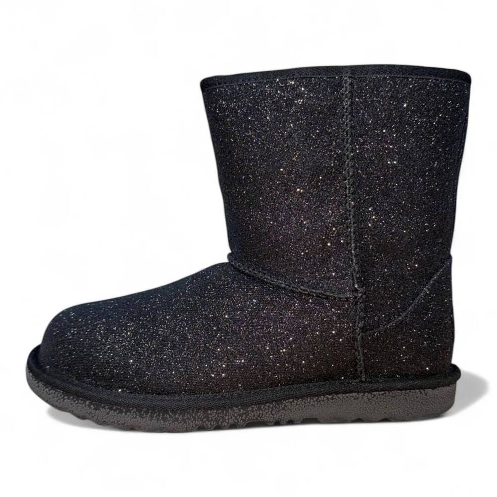 NEW UGG kid's classic short ii glitter boot in black